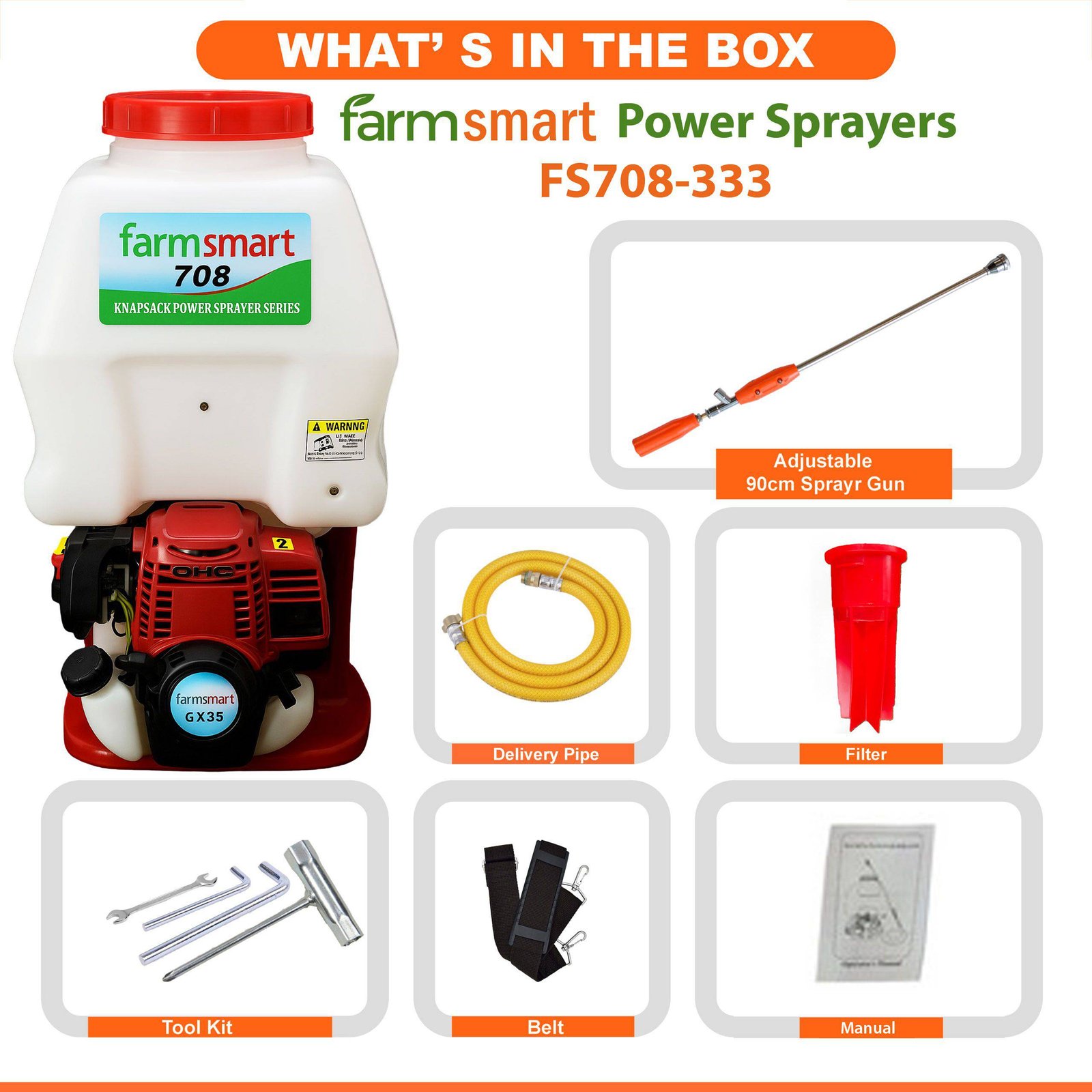 FarmSmart Power Sprayer 20 Litre White - FS708-333 GX35 - Image 4