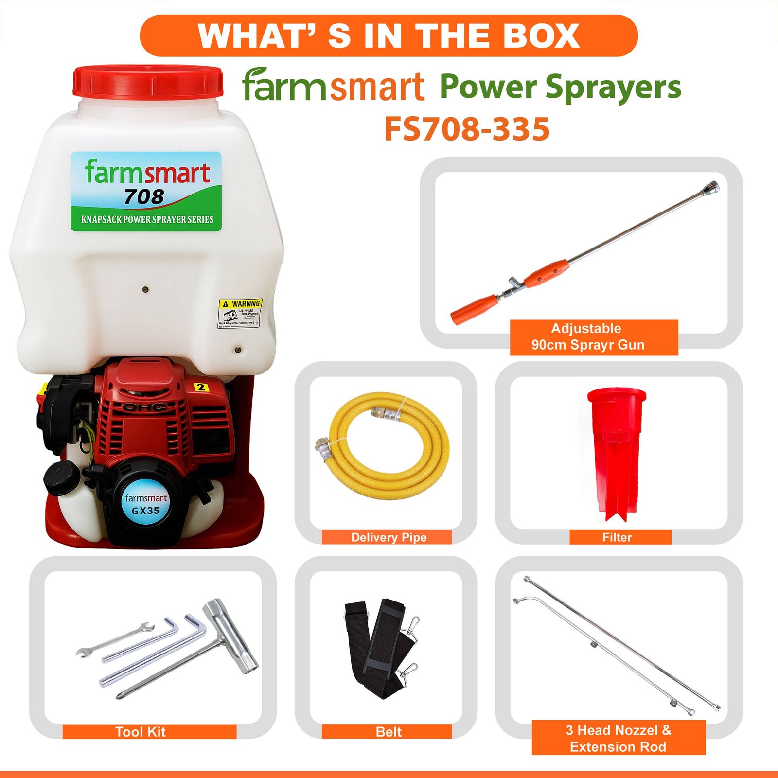 FarmSmart Power Sprayer 20 Litre White - FS708-335 GX35 - Image 3